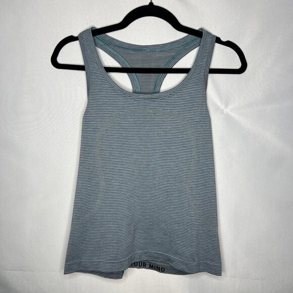lululemon athletica Tops - Lululemon Stripe Rhino Grey Black Blue Swiftly Tech Racerback Tank 2.0 Race Sz 8